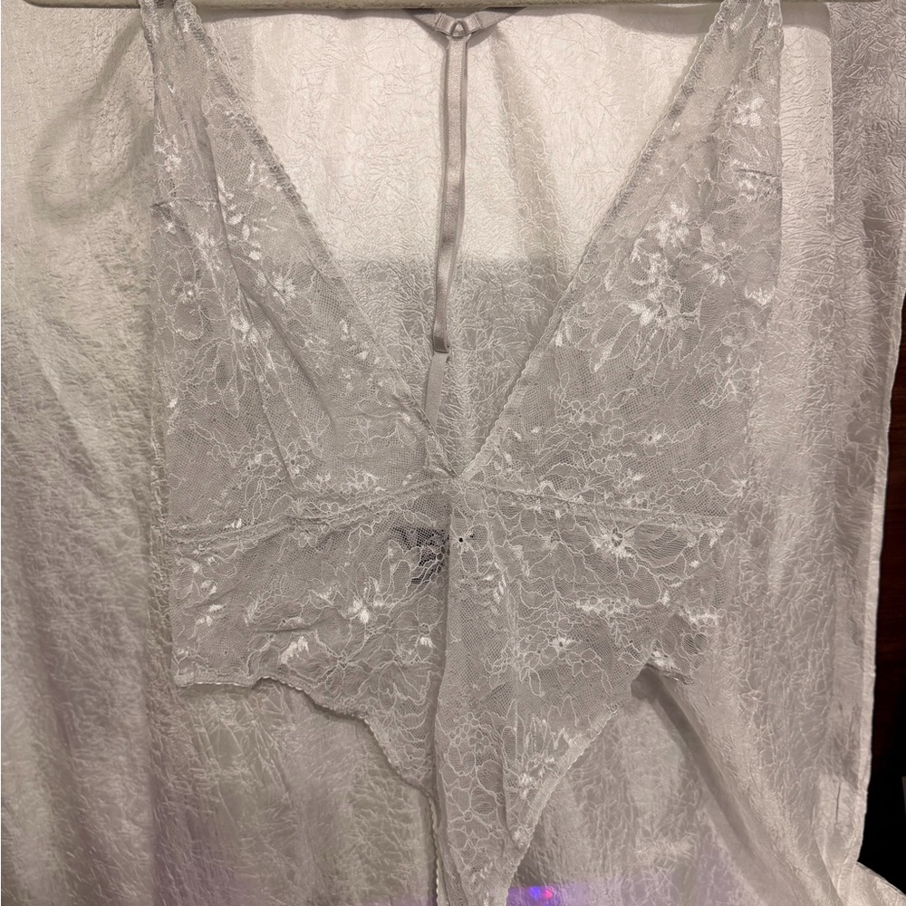 Victoria's Secret Sheer Lace Chemise in Cream
